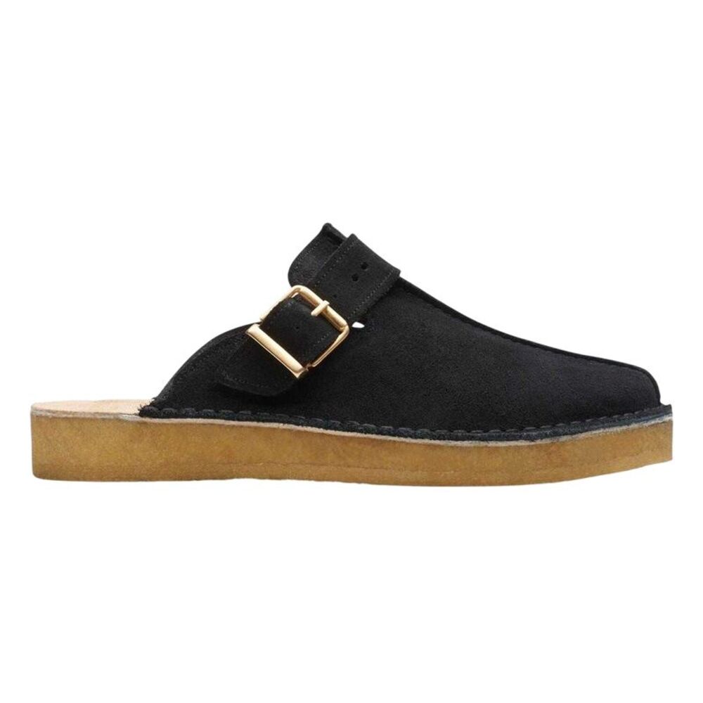Clarks Originals Mens Trek Suede Open Back Mules / Black